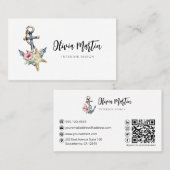 水航海の色QRコードモダン 名刺 (正面/裏面)