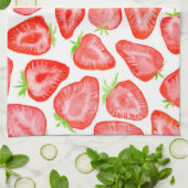 水色いちごスライス模様 キッチンタオル (折り畳み)