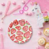 水色いちごスライス模様 ペーパープレート (パーティー)