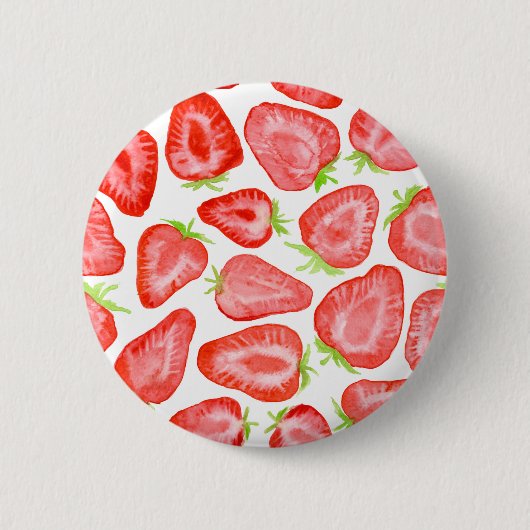 水色いちごスライス模様 缶バッジ (正面)