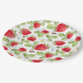 水色いちご果実，ミツバチと蝶 ペーパープレート (アングル)