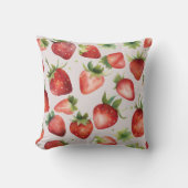 水色いちご柄 クッション (正面)