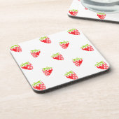 水色いちご柄 コースター (左側)