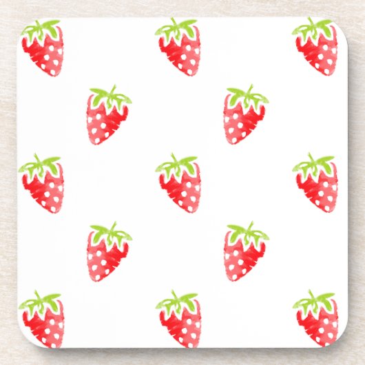 水色いちご柄 コースター (正面)