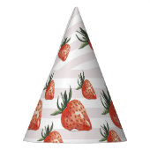 水色いちご柄 パーティーハット (左)
