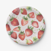 水色いちご柄 ペーパープレート (正面)