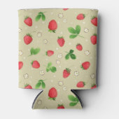 水色いちご模様 缶クーラー (正面)