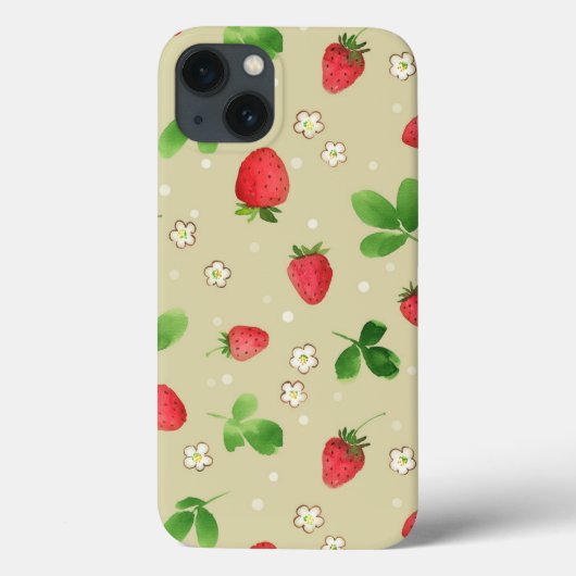 水色いちご模様 Case-Mate iPhoneケース (裏面)