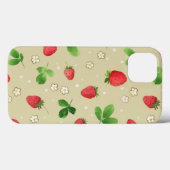 水色いちご模様 Case-Mate iPhoneケース (裏面 (横))