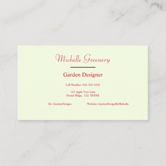 水色いちご花庭師 名刺 (裏面)