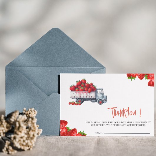 水色いちご赤ちゃんシャワーカーサンキュード