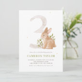 水色うさぎウッドランド第3バースデーパーティー 招待状 (スタンド正面)