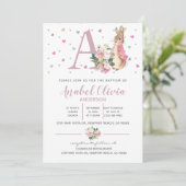 水色うさぎフロープスベビーガールバプテスマ 招待状 (スタンド正面)