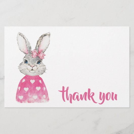 水色うさぎ名門私立校風のありがとう 便箋 (正面)