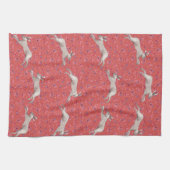 水色うさぎ赤フローラキッチンタオル キッチンタオル (横)