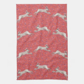 水色うさぎ赤フローラキッチンタオル キッチンタオル (縦)