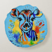 水色おもしろいカラフルアンテロール ラウンドクッション (裏面)