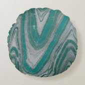 水色および灰色の波状層状鉱物 ラウンドクッション (正面)