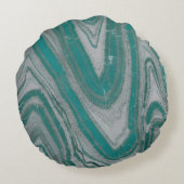 水色および灰色の波状層状鉱物 ラウンドクッション (裏面)