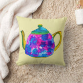 水色お洒落のティーポット クッション (ブランケット)