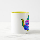 水色お洒落のティーポット ツートーンマグカップ (中央)