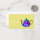 水色お洒落のティーポット ノートカード (正面/裏面インサイチュ)