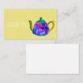水色お洒落のティーポット ノートカード (正面/裏面)