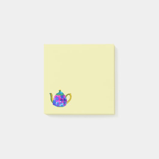 水色お洒落のティーポット ポストイット (正面)