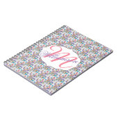 水色お洒落フローラルパターン ノートブック (左側)