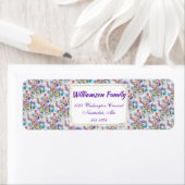 水色お洒落フローラルパターン ラベル (インサイチュ)