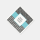 水色お洒落付き白黒パターン スタンダードカクテルナプキン (角)