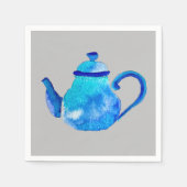 水色お洒落青ティーポット スタンダードカクテルナプキン (正面)