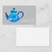 水色お洒落青ティーポット ノートカード (正面/裏面)