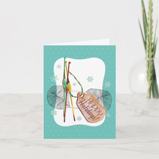 水色かぎ針糸手作りクリスマス シーズンカード (正面)