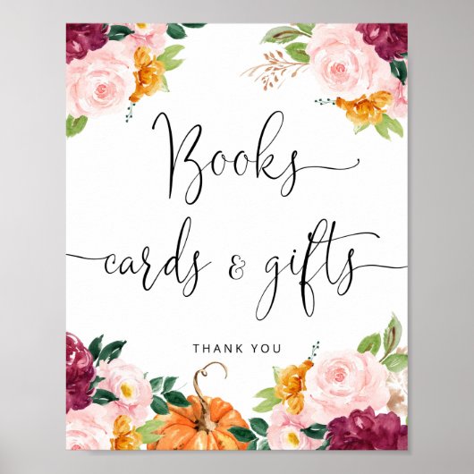 水色かぼちゃのフローラブックカードやギフト ポスター (正面)