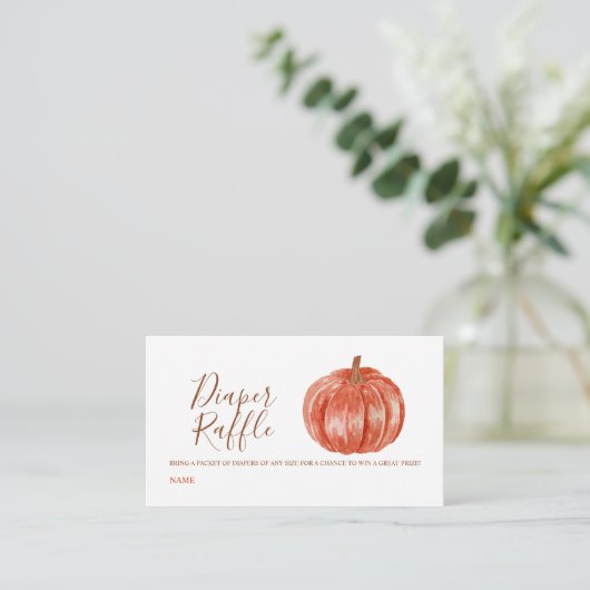 水色かぼちゃのベビーシャワーおむつラッフルエンクル エンクロージャーカード (スタンド正面)