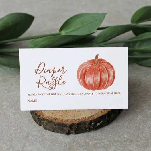水色かぼちゃのベビーシャワーおむつラッフルエンクル エンクロージャーカード