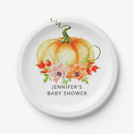 水色かぼちゃの秋ベビーシャワー ペーパープレート