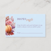 水色かぼちゃの赤ちゃんシャワーおむつラッフル エンクロージャーカード (正面)