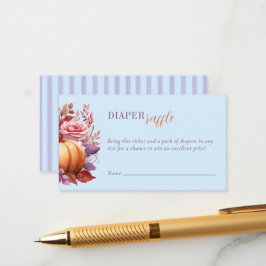 水色かぼちゃの赤ちゃんシャワーおむつラッフル エンクロージャーカード
