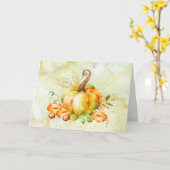 水色かぼちゃ感謝祭グリーティングカード カード (黄色い花)