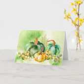 水色かぼちゃ折りグリーティングカード カード (黄色い花)