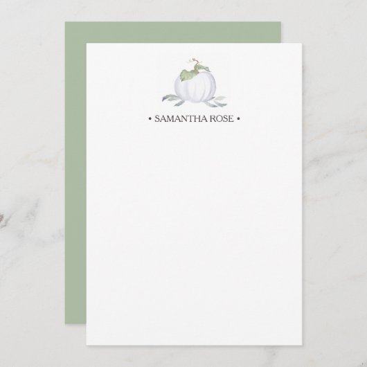 水色かぼちゃ文具パーソナライズされた具 ノートカード (正面/裏面)