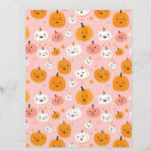 水色かぼちゃ秋柄スクラップブック紙 (正面/裏面)