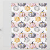 水色かぼちゃ秋柄スクラップブック紙 (正面/裏面)