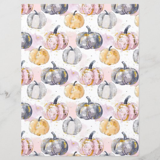水色かぼちゃ秋柄スクラップブック紙 (正面)