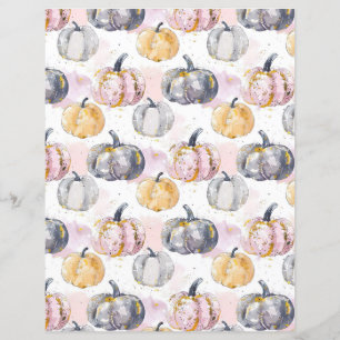 水色かぼちゃ秋柄スクラップブック紙