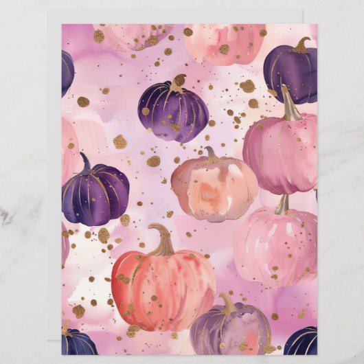 水色かぼちゃ秋柄スクラップブック紙 (正面/裏面)