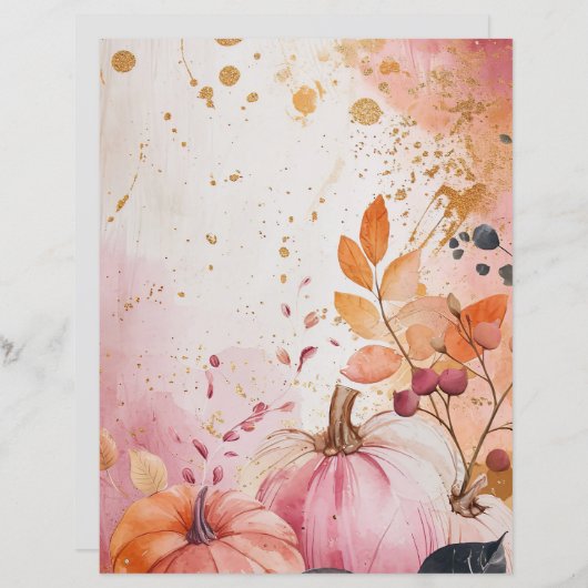 水色かぼちゃ秋柄スクラップブック紙 (正面/裏面)