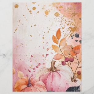 水色かぼちゃ秋柄スクラップブック紙